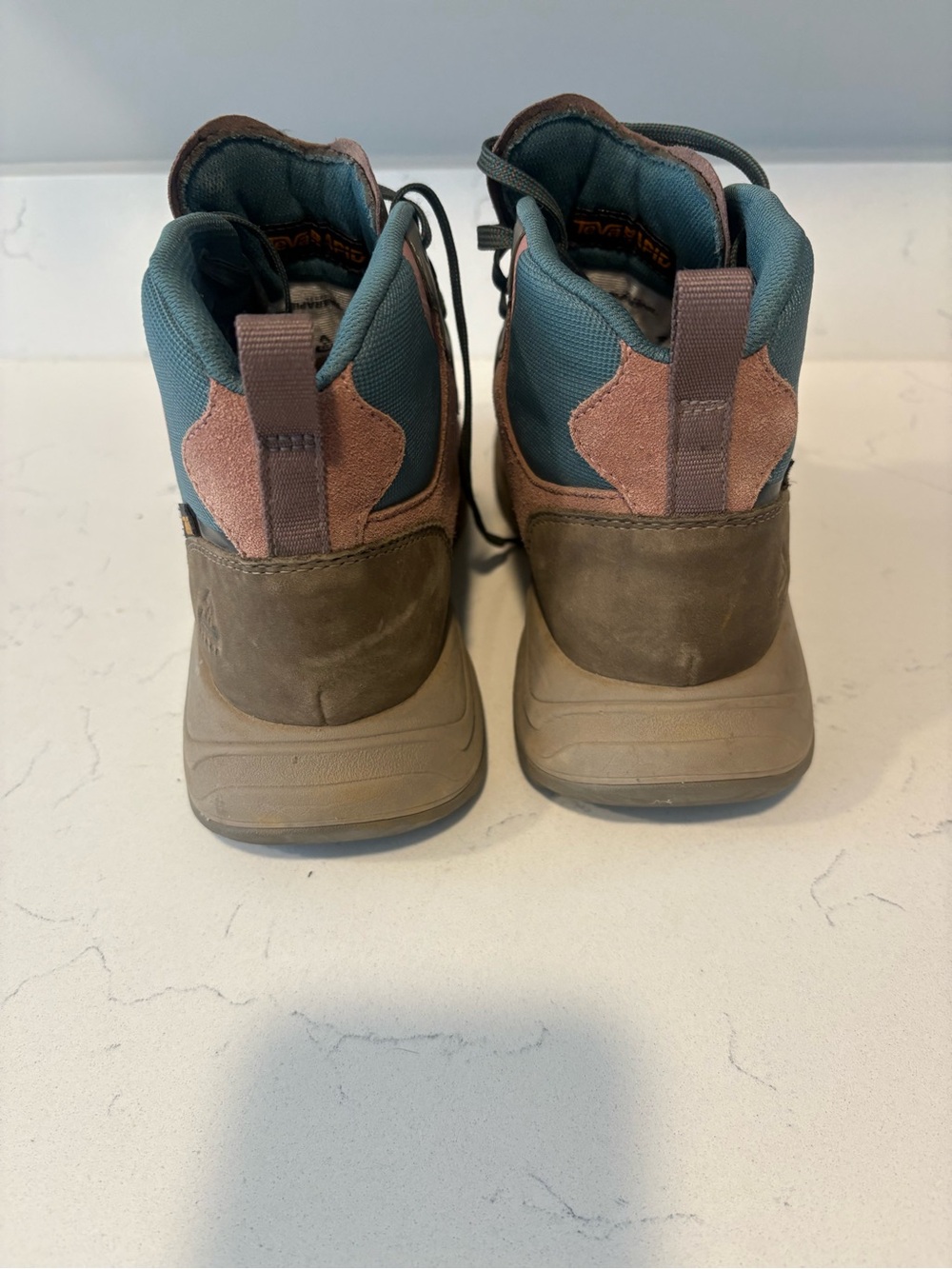 Teva Lace-Up Outdoor Boots in Teal, Taupe & Pink - Picture 3 of 7